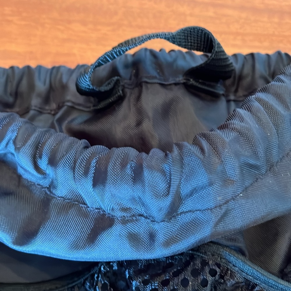 Black Mesh Drawstring Backpack - image 3